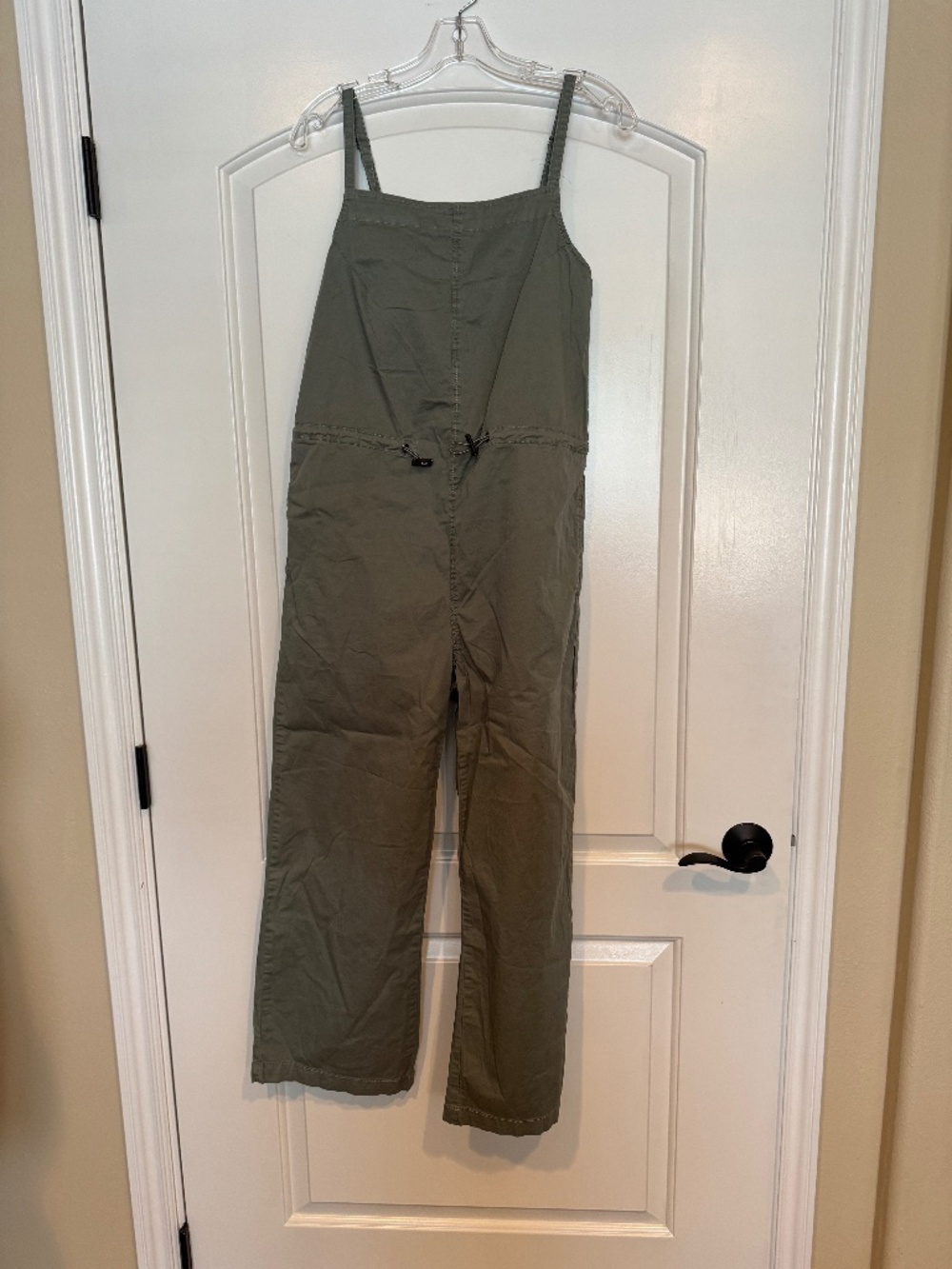 PISTOLA Green Cotton Blend Cinched Waist Square Neckline Adela Jumpsuit Size S